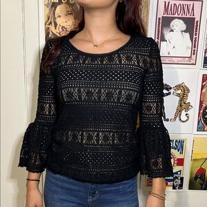 Max Studio Black Lace Blouse